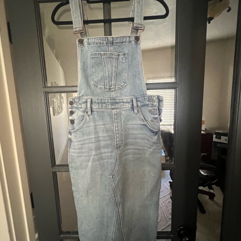 Casual Light Blue Denim Overall Dress